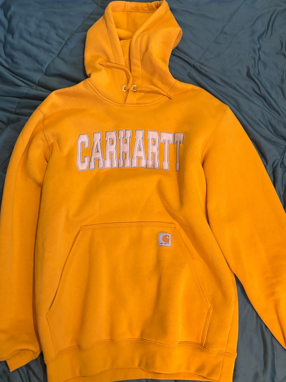 Carhartt Yellow Pullover Hoodie with Chest Logo